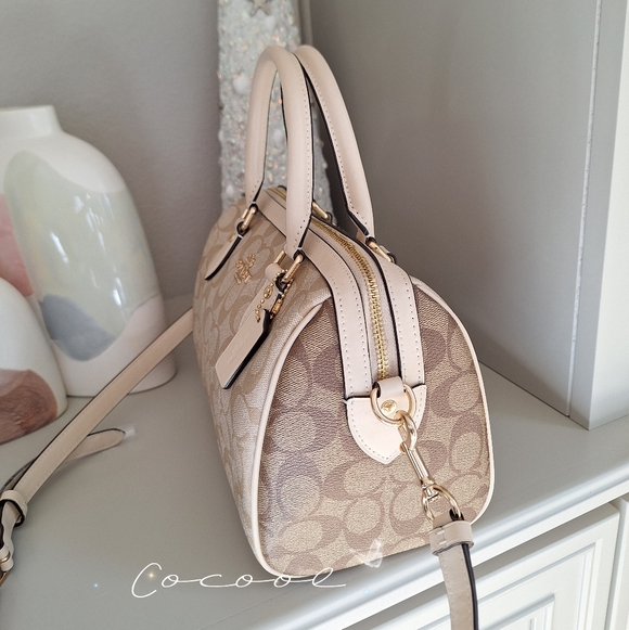 Coach Rowan Satchel Bag In Blocked Signature Canva s CH486 New - Picture 4 of 9
